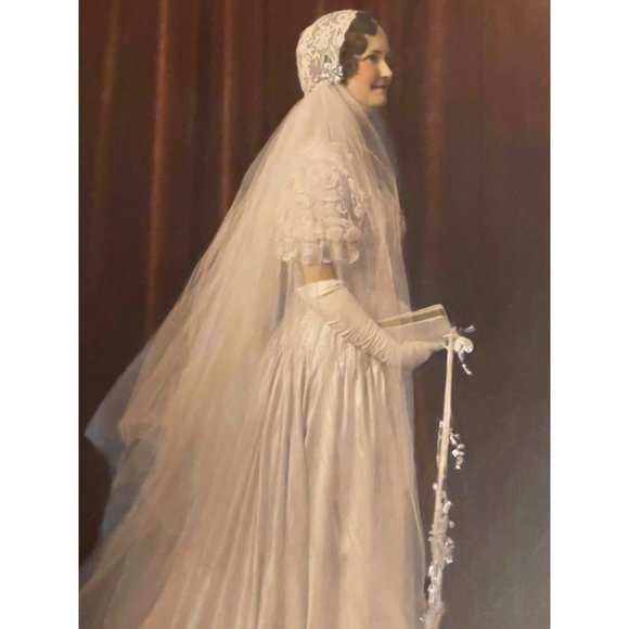 Vintage Other - Hand Tinted 1920’s Antique Bridal Photo Signed Dexheimer Large 11x14 Original
